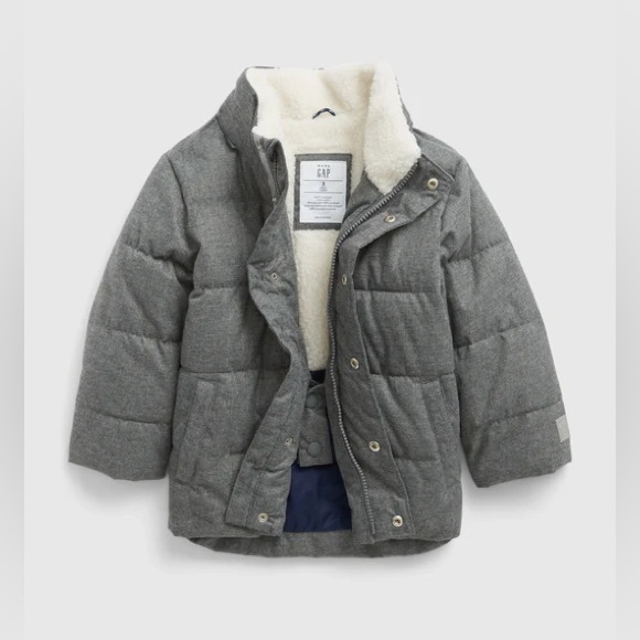 Gap Boys Heavy Sherpa Lined Coat w/ Hood in Grey